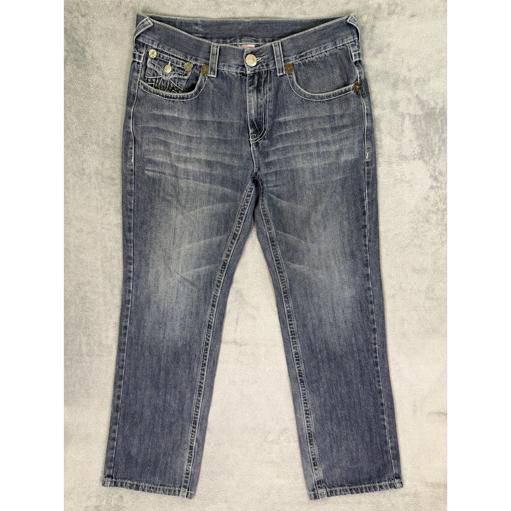True Religion Jeans Mens 36x34 Blue Joey‎ Super T Bootcut Dark Wash Denim Cowboy